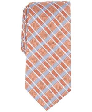 Michael Kors Gallavan Check 3.25" Silk Blend Tie Orange One Size